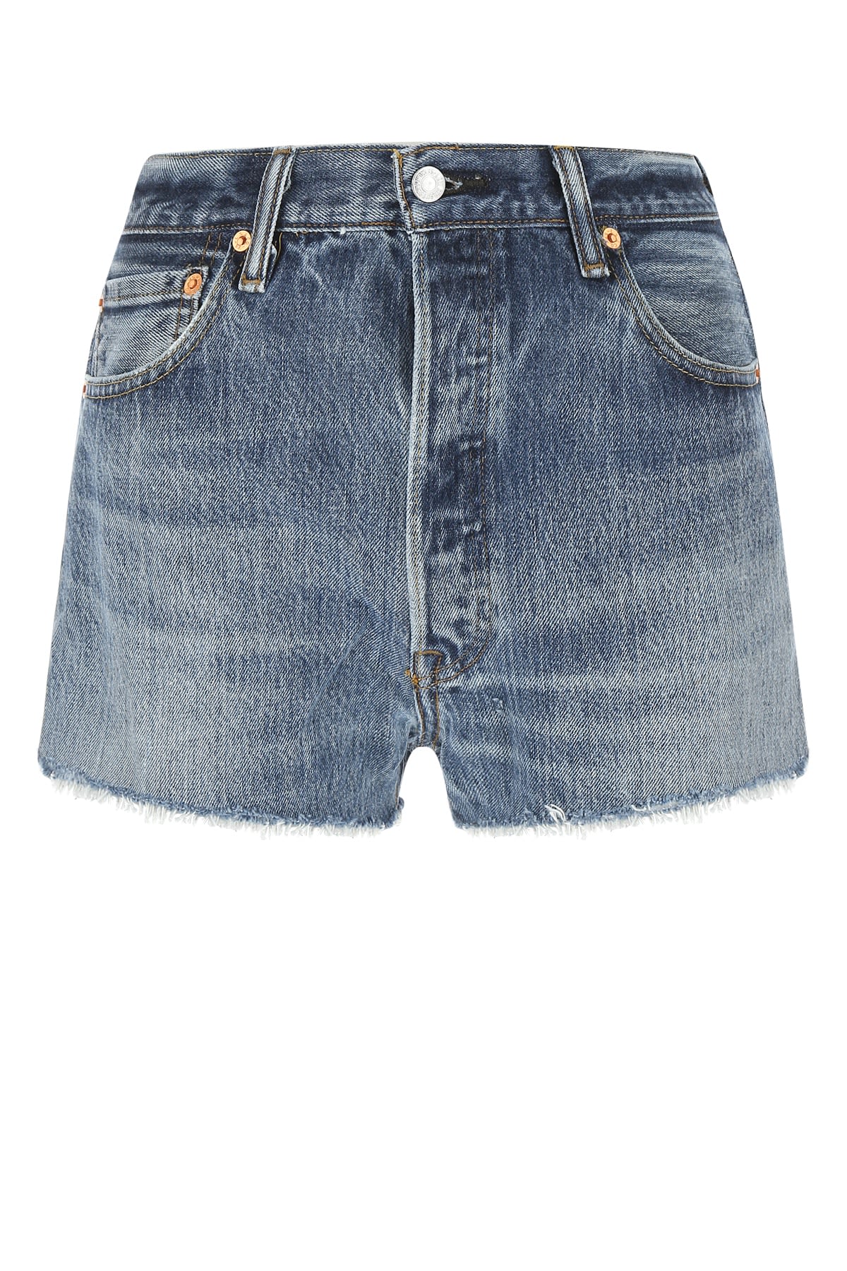 Shop Re/done Shorts In Indigo