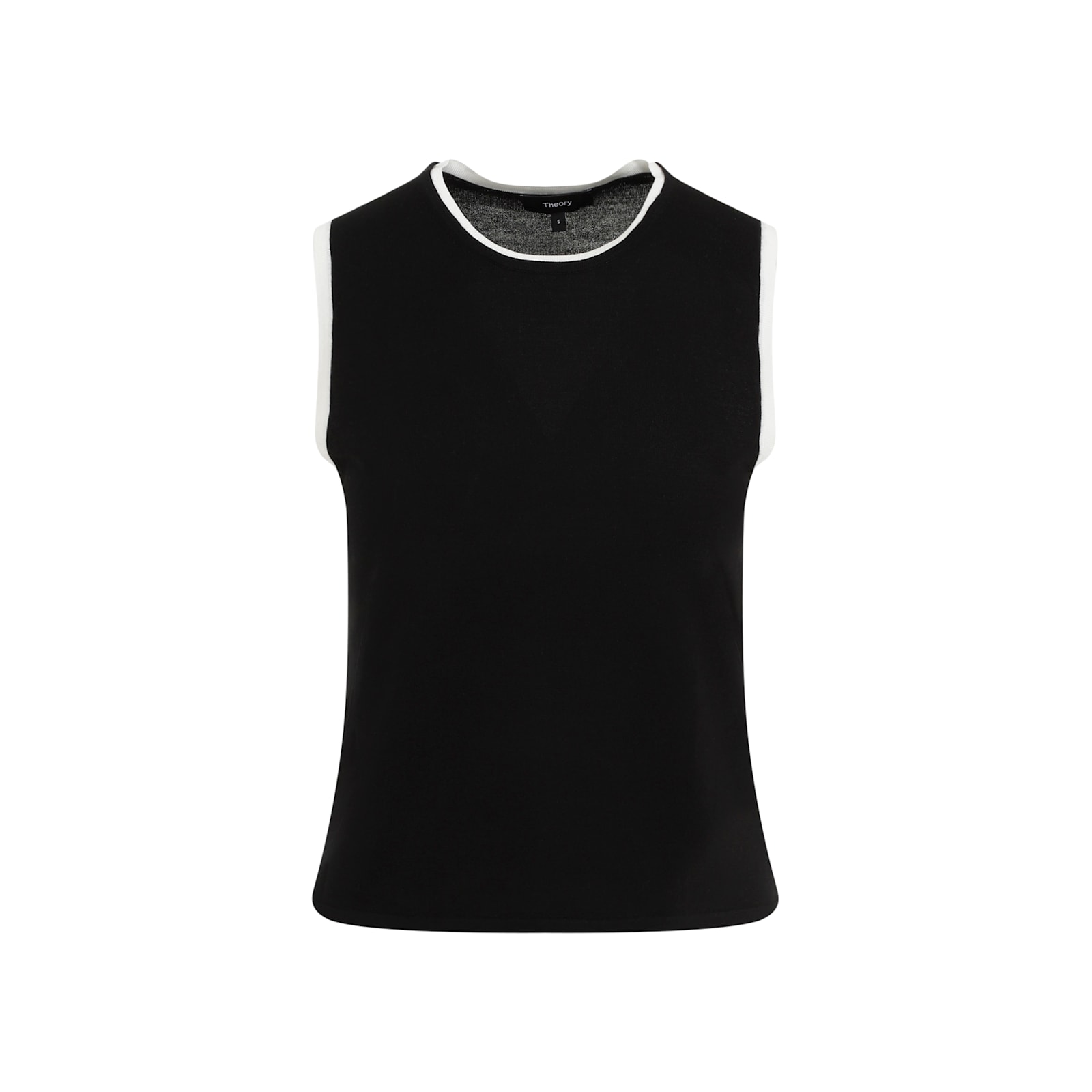 Shop Theory Silk Trim Tank Top In Stj Black New Ivory