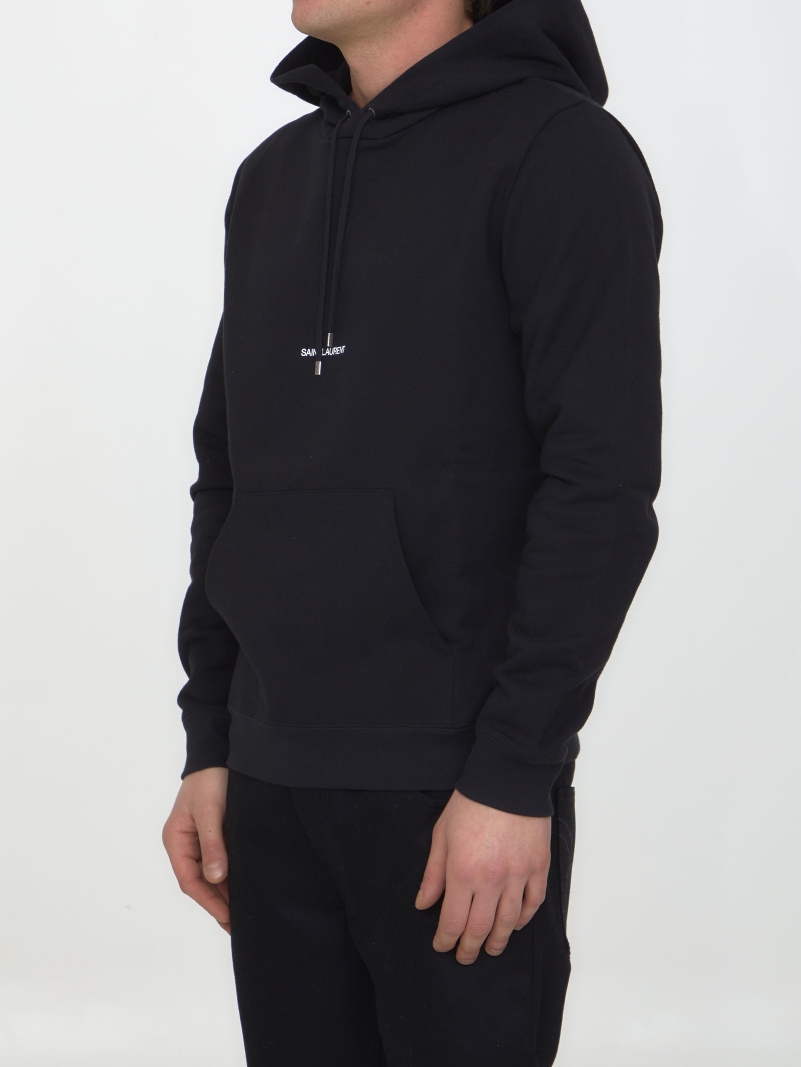 Shop Saint Laurent Cotton Hoodie In Black