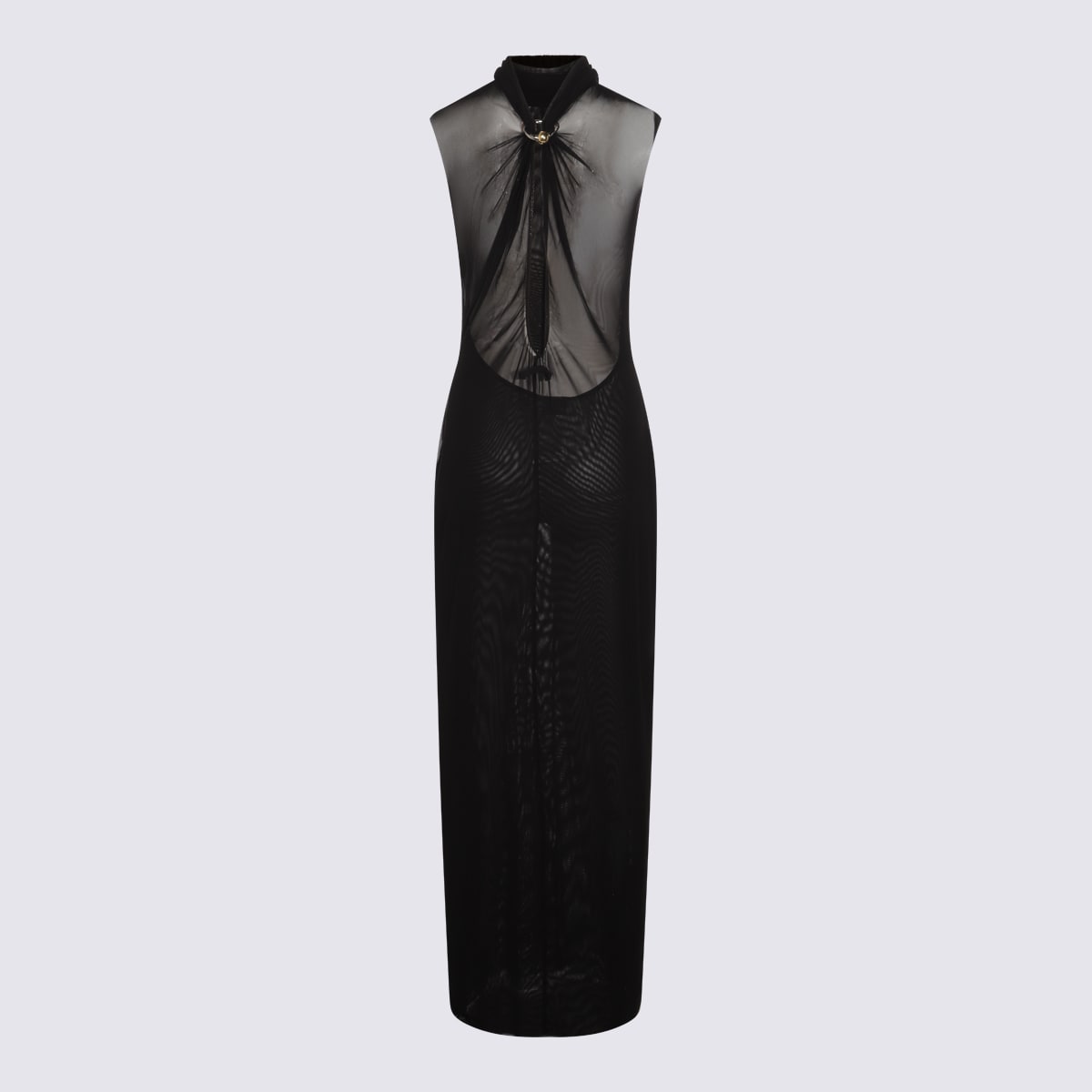 Jean Paul Gaultier Sheer Fabric Sequin Embellishments High Neckline In Black