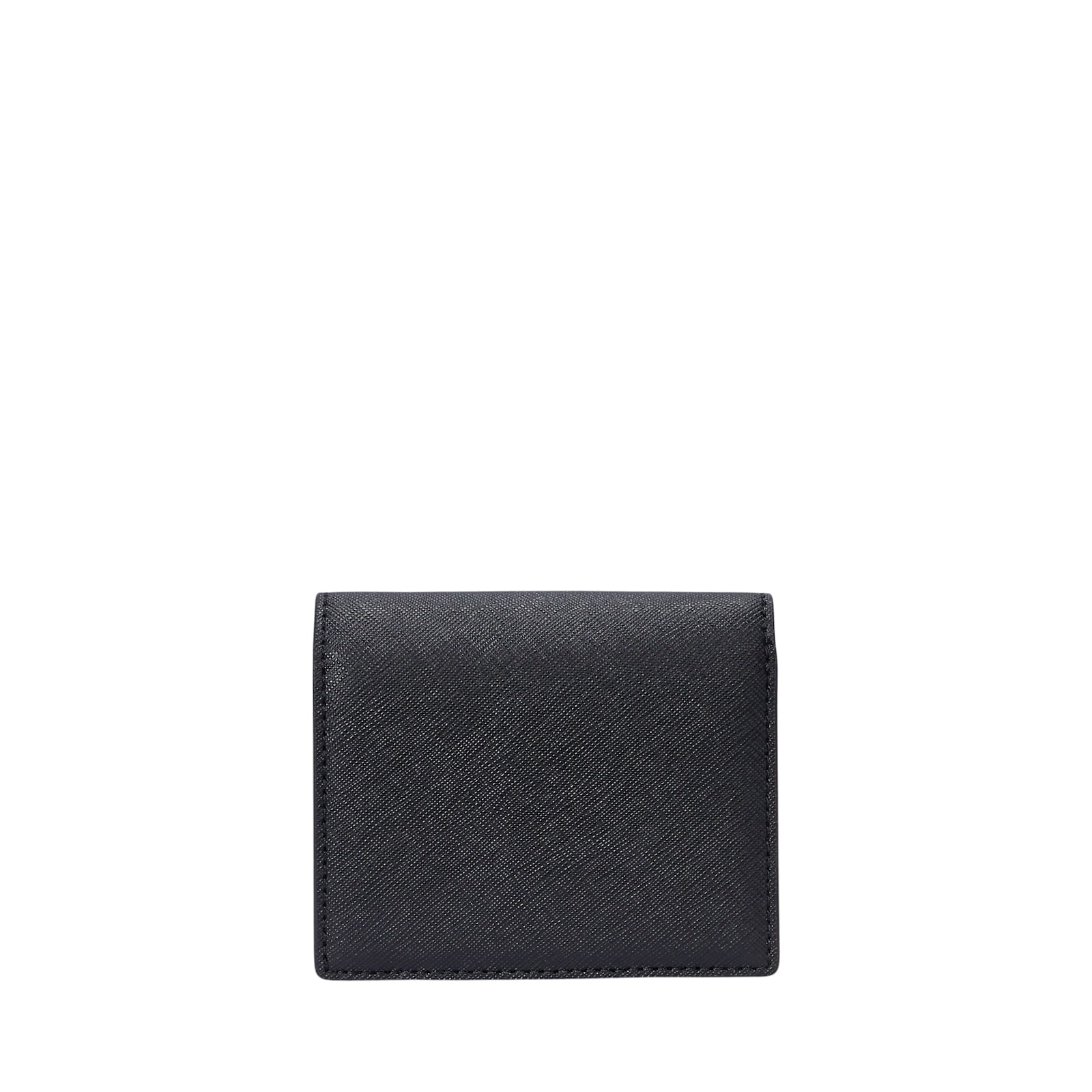 Ralph Lauren Crosshatch Leather Compact Wallet In Black