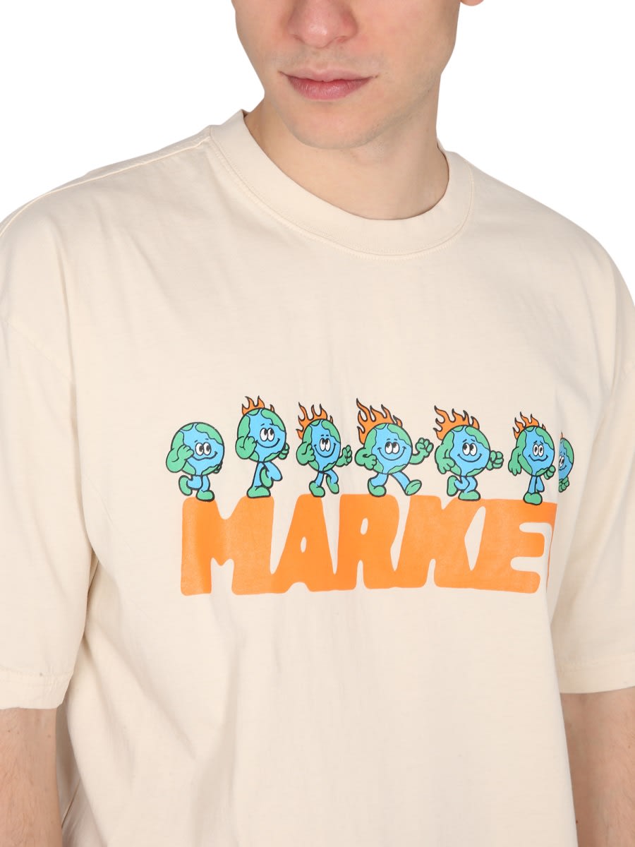 Market Graphic Logo Crew Neck T-shirt In Beige