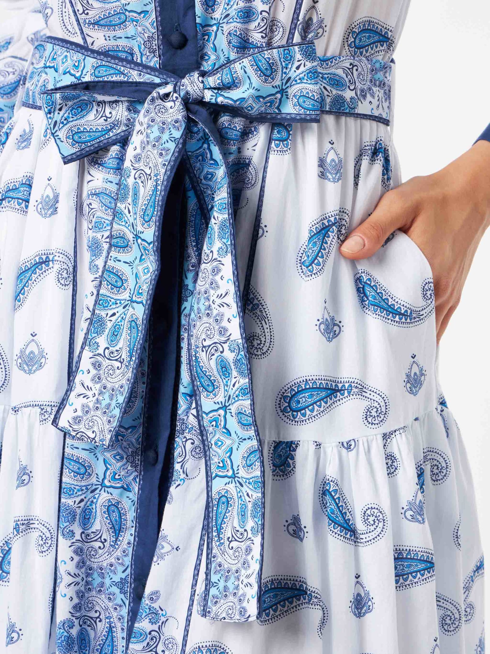 Mc2 Saint Barth Woman Long Dress With Paisley Print In White