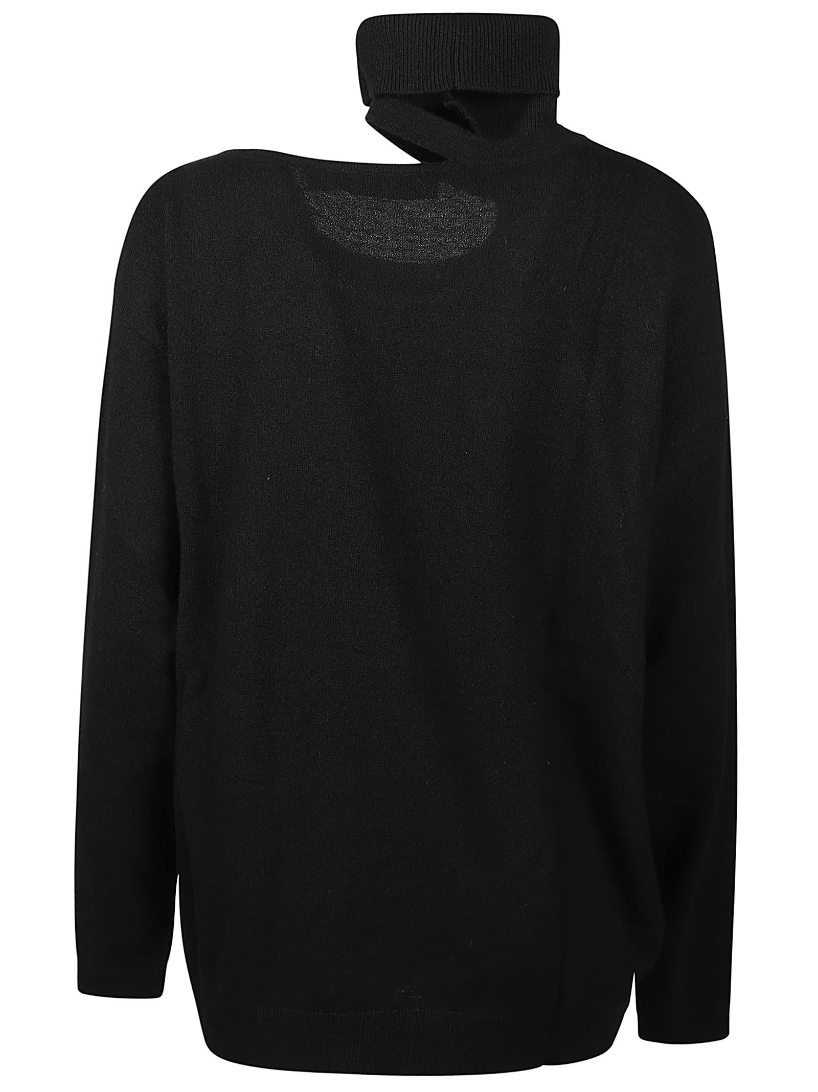 Shop Federica Tosi Cut Out Turtle Neck Sweater In Nero