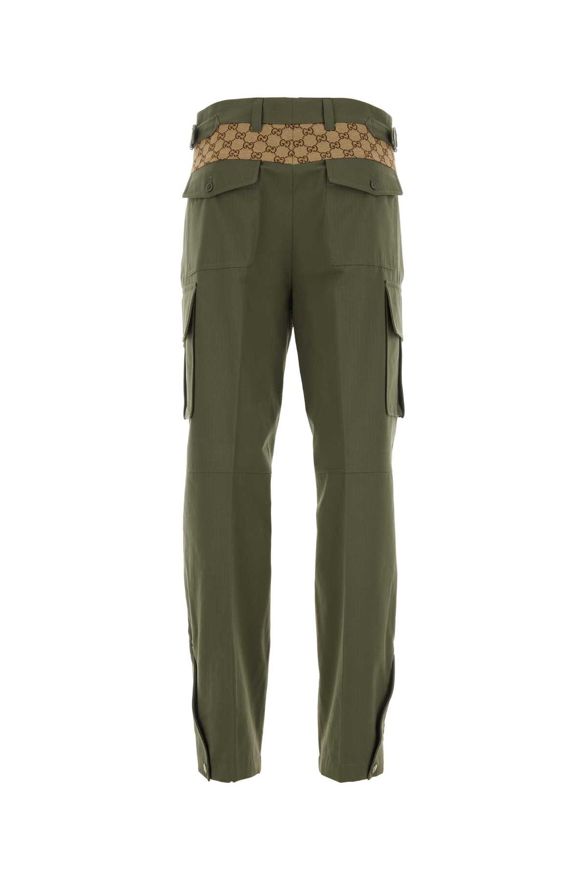 Gucci Army Green Cotton Cargo Pant In Greenishkhakimix