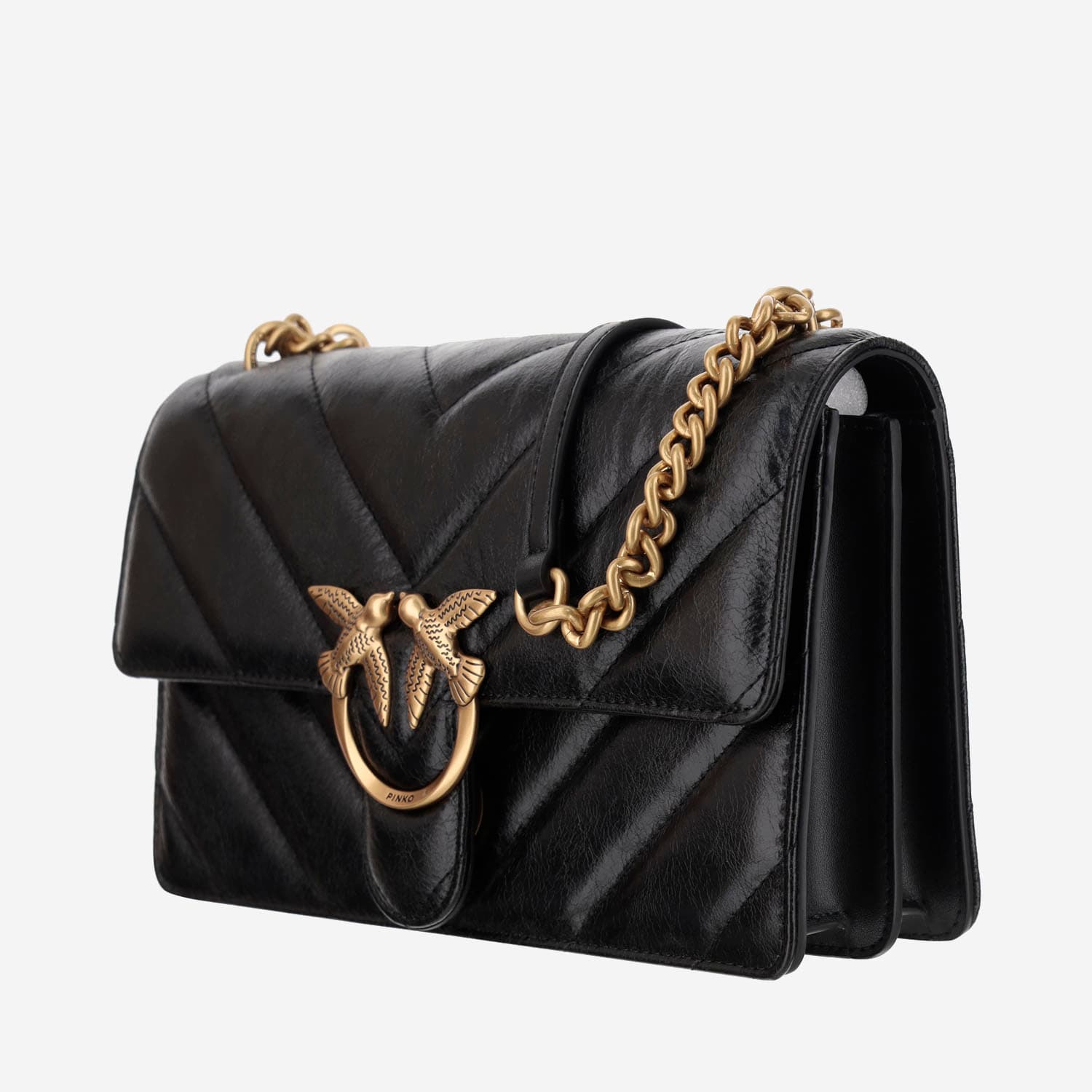 Shop Pinko Love One Classic Shoulder Bag In Black