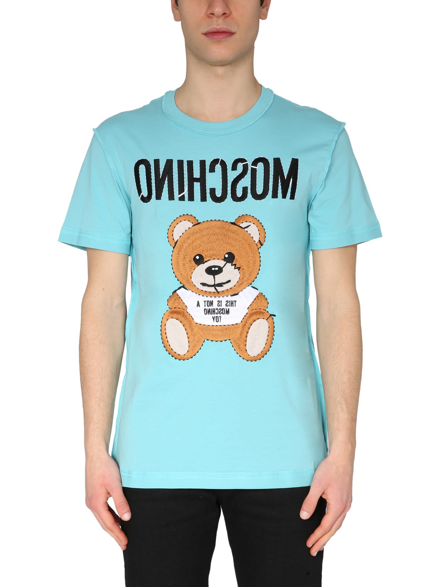 Moschino T-shirt With Teddy Embroidered Inside-out