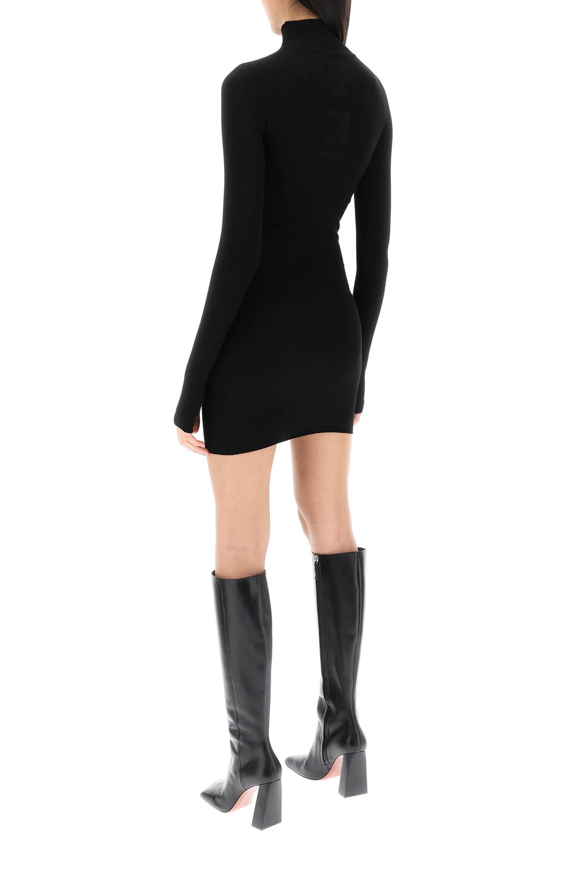 Shop Off-white Knitted Mini Dress With Off Logo In Black/white