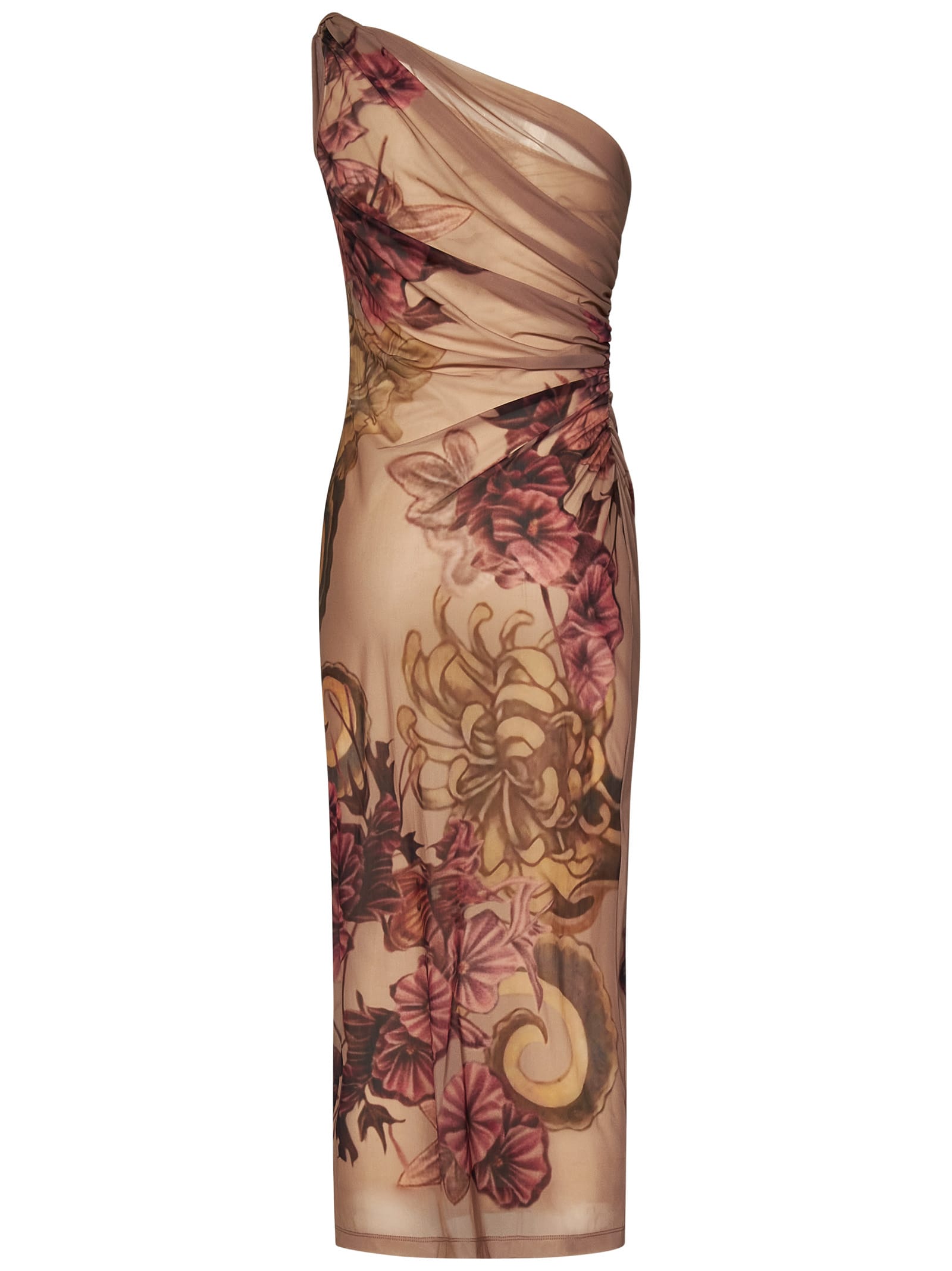 Shop Alberta Ferretti Midi Dress In Fantasia Rosa
