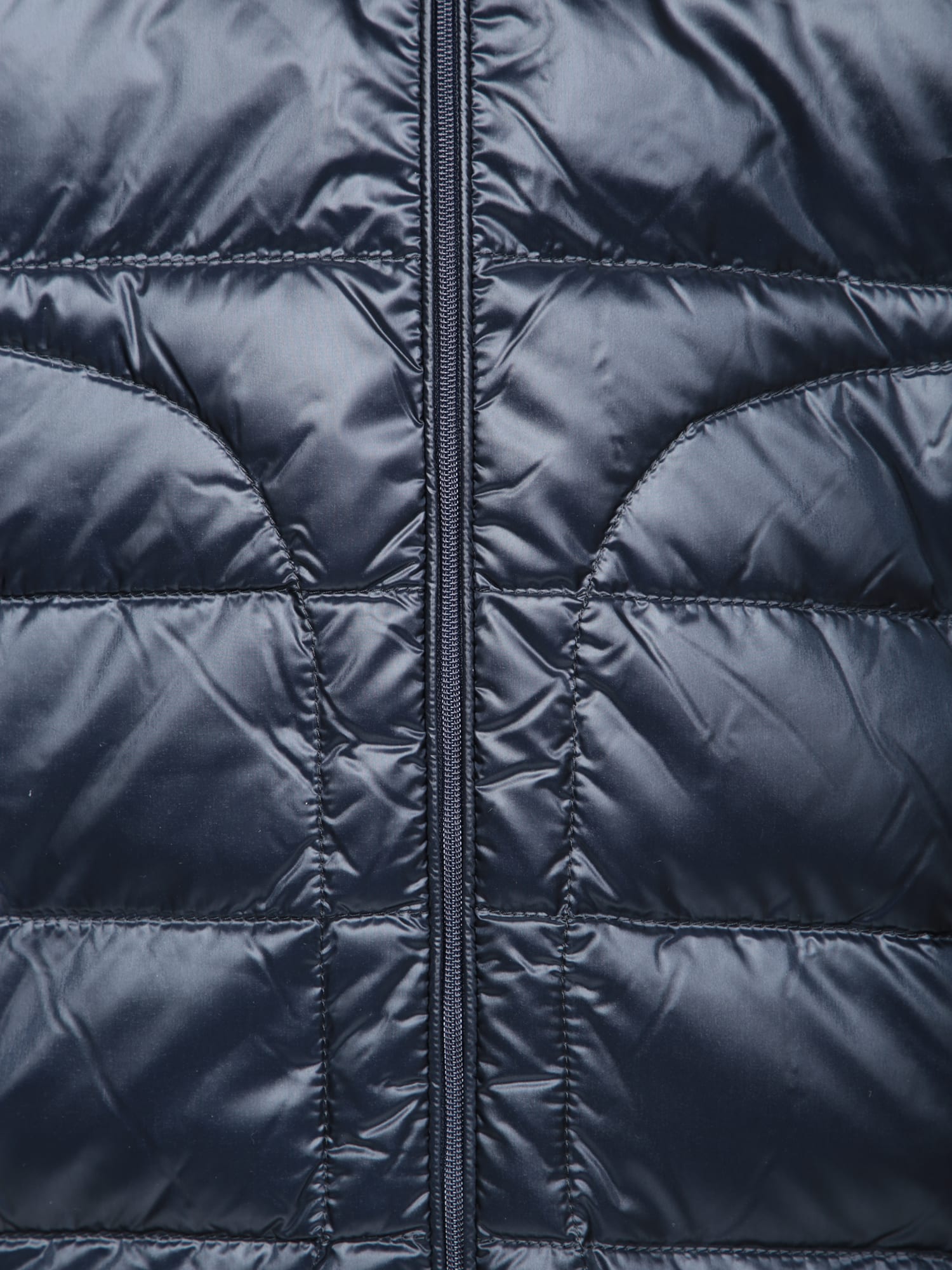Moncler Long-sleeved Splicing Detail Down Jacket In Blue