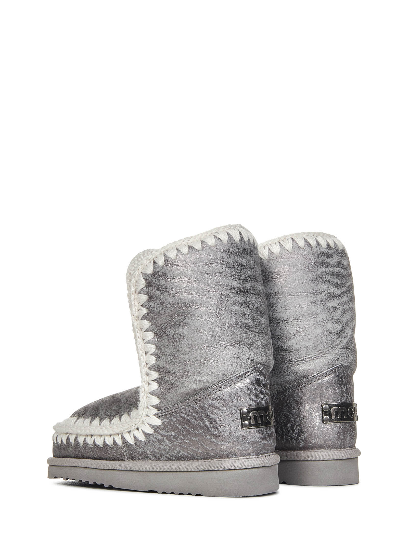 Mou Eskimo 24 Low Heels Ankle Boots In Silver Glitter In Silver