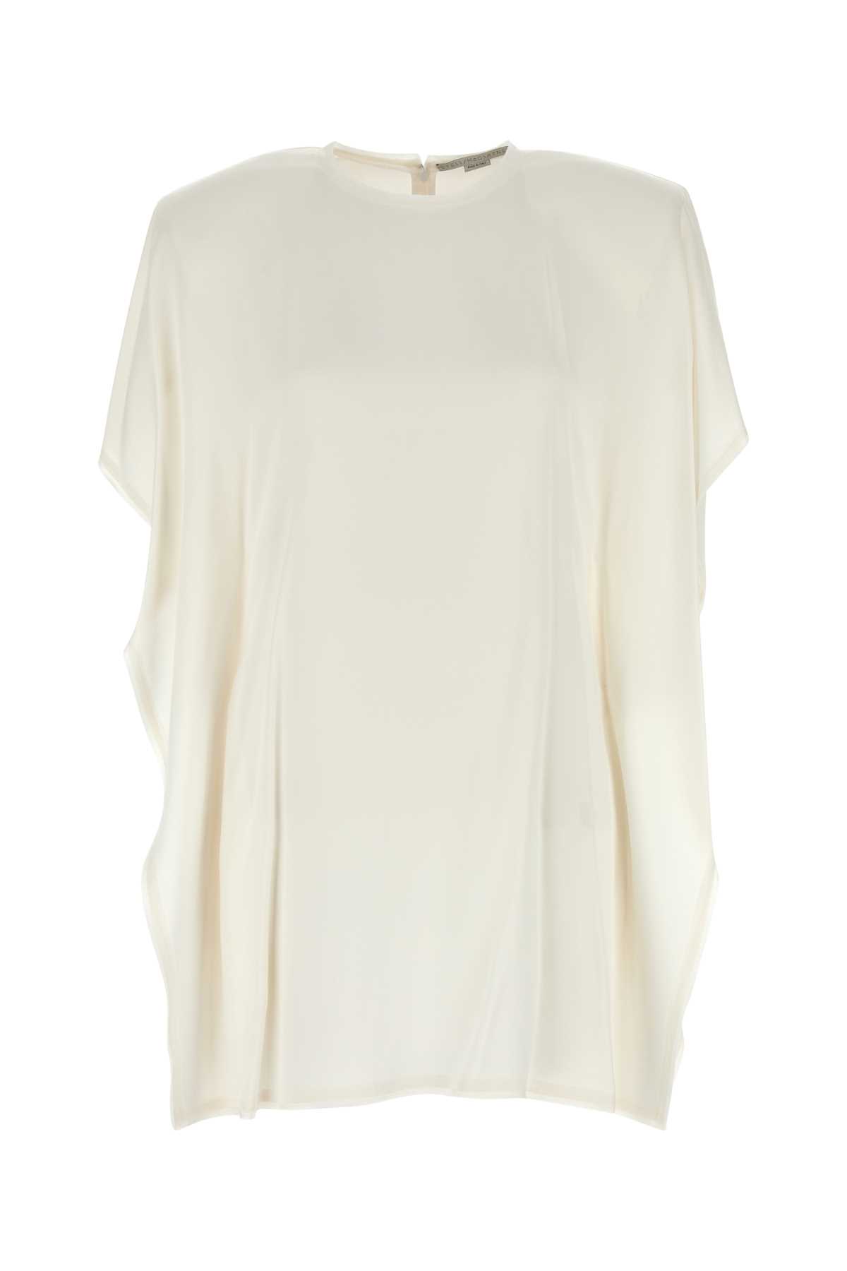 Shop Stella Mccartney White Satin Mini Dress In Cream