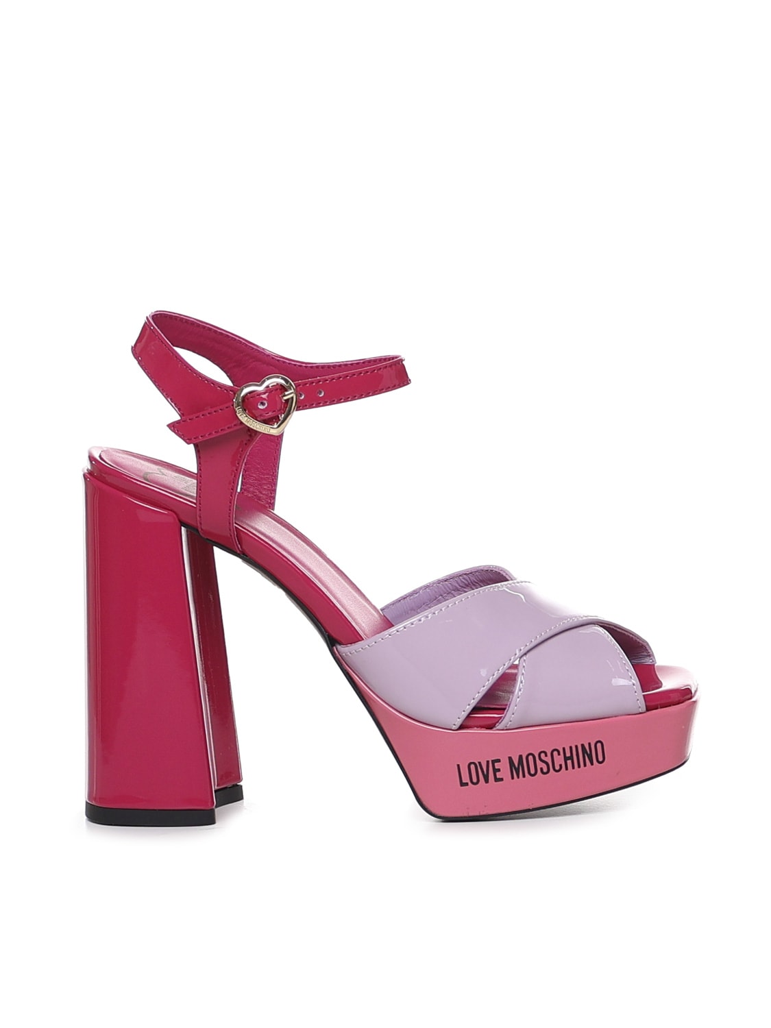 Love Moschino High Patent Leather Sandals With Logo