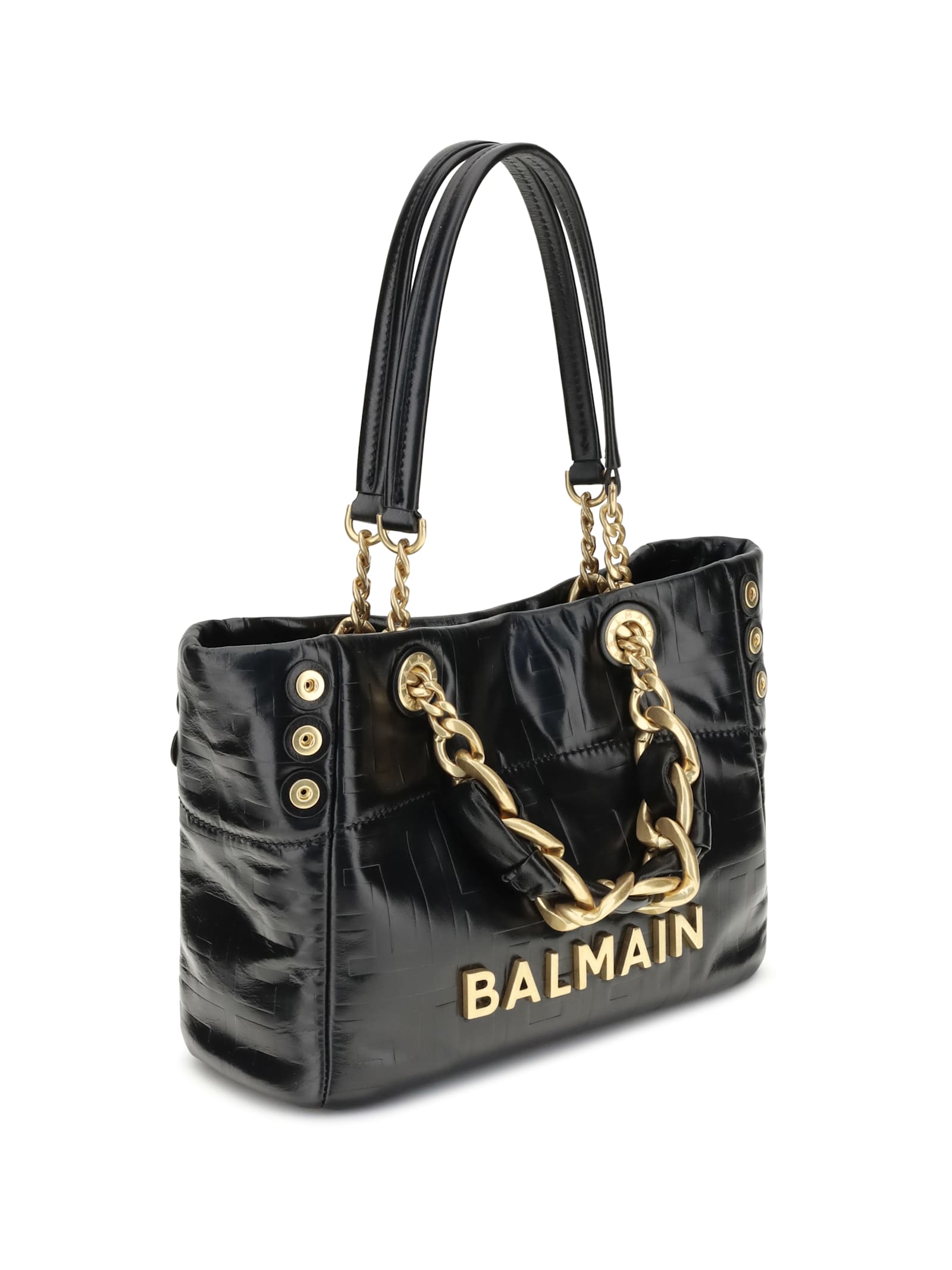 Balmain 1945 Soft Small Calfskin Handbag Black Color In Black