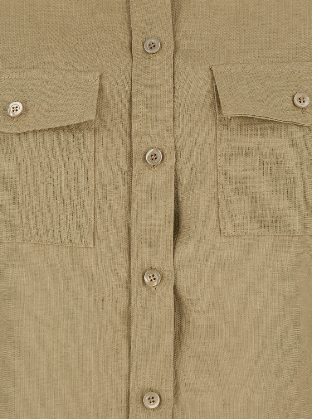 Shop Semicouture Beige Shirt With Pointed Collar And Patch Pockets On The Chest In Linen Woman