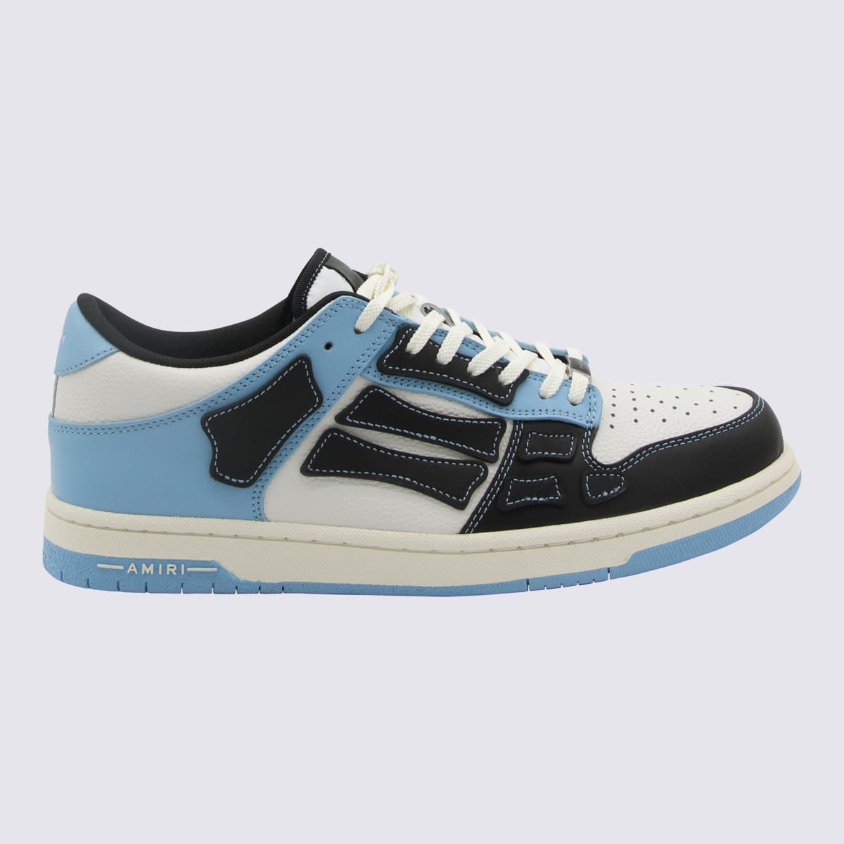 Black, White And Light Blue Leather Sneakers