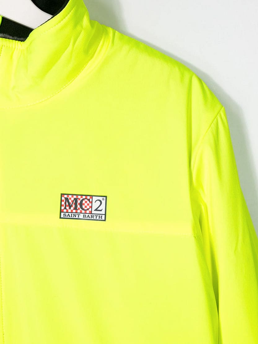 MC2 SAINT BARTH YELLOW FLUO KIDS JACKET WITH ECO FUR LINING 