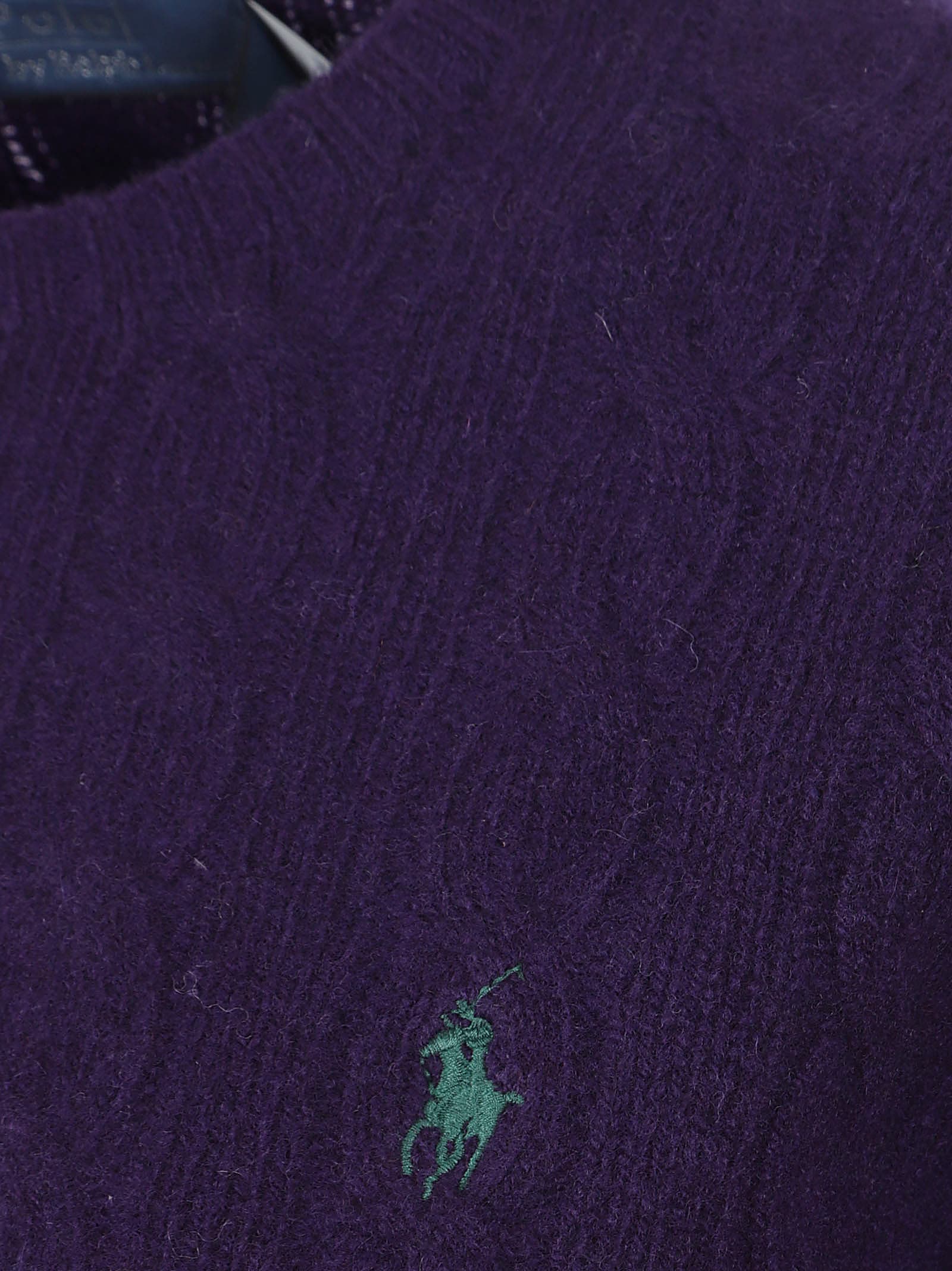 Polo Ralph Lauren Cable Knit Sweater With Crew Neckline In Purple