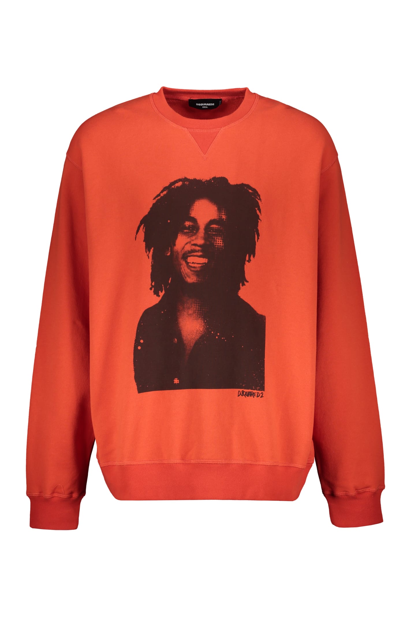 Shop Dsquared2 Printed Cotton Sweatshirt In Orange