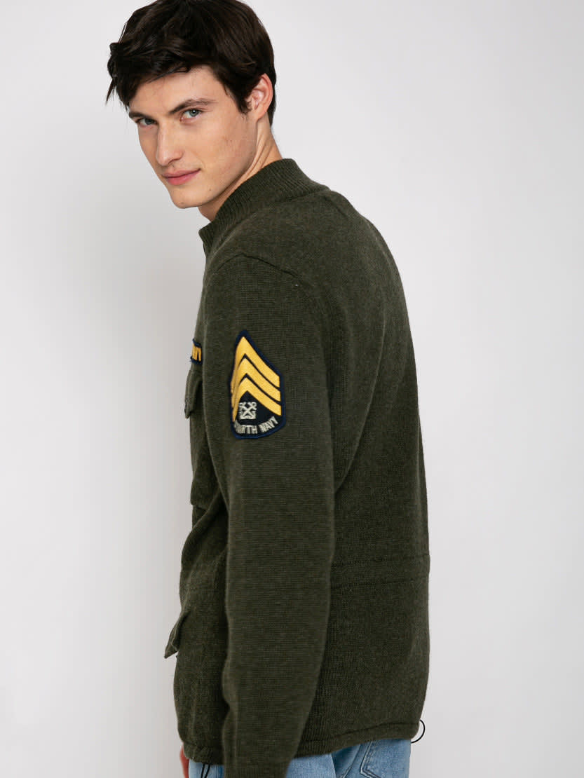 Shop Mc2 Saint Barth Knitted Field Jacket With Patch In Green