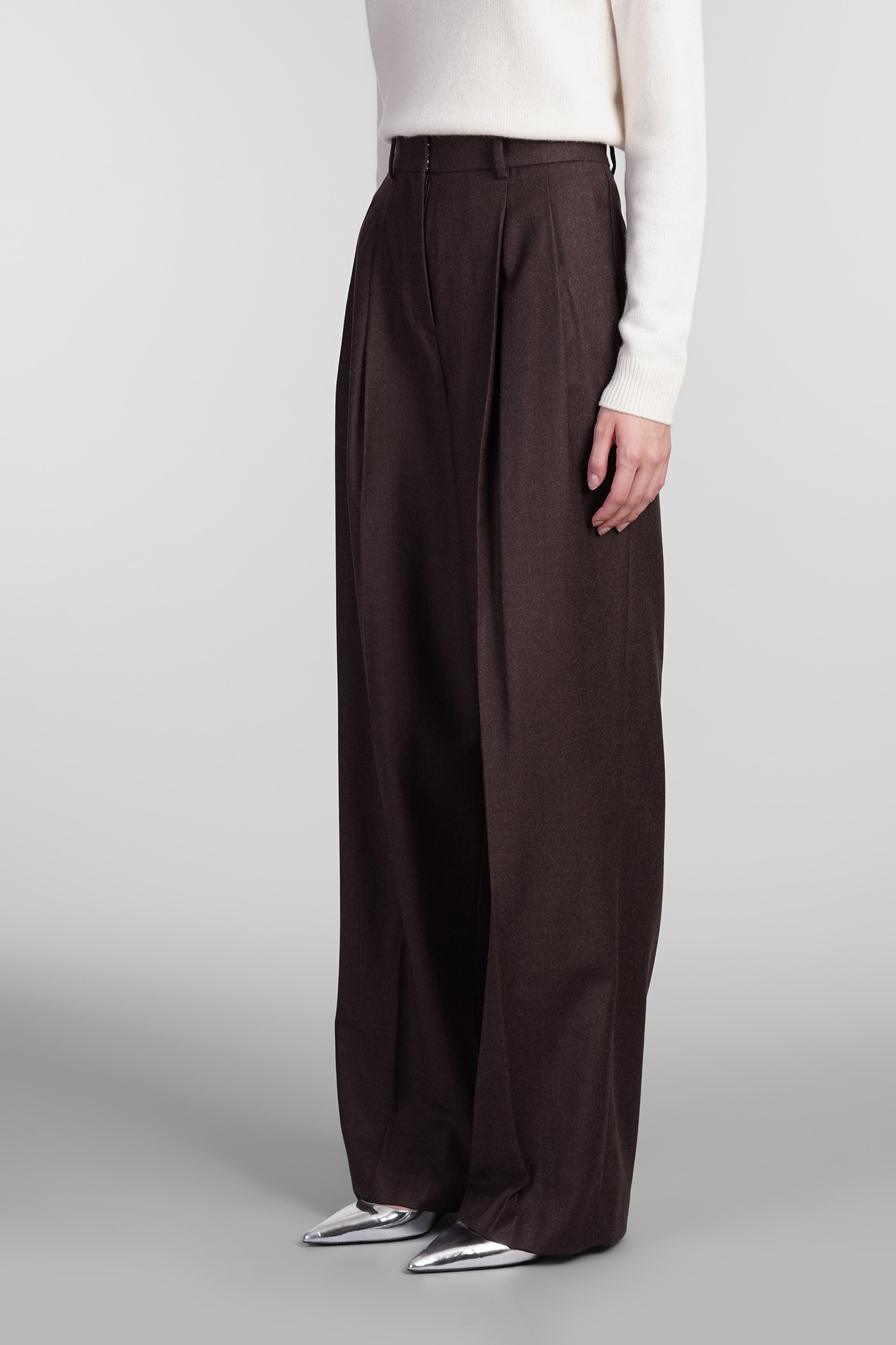 Shop Theory Pants In Brown Wool