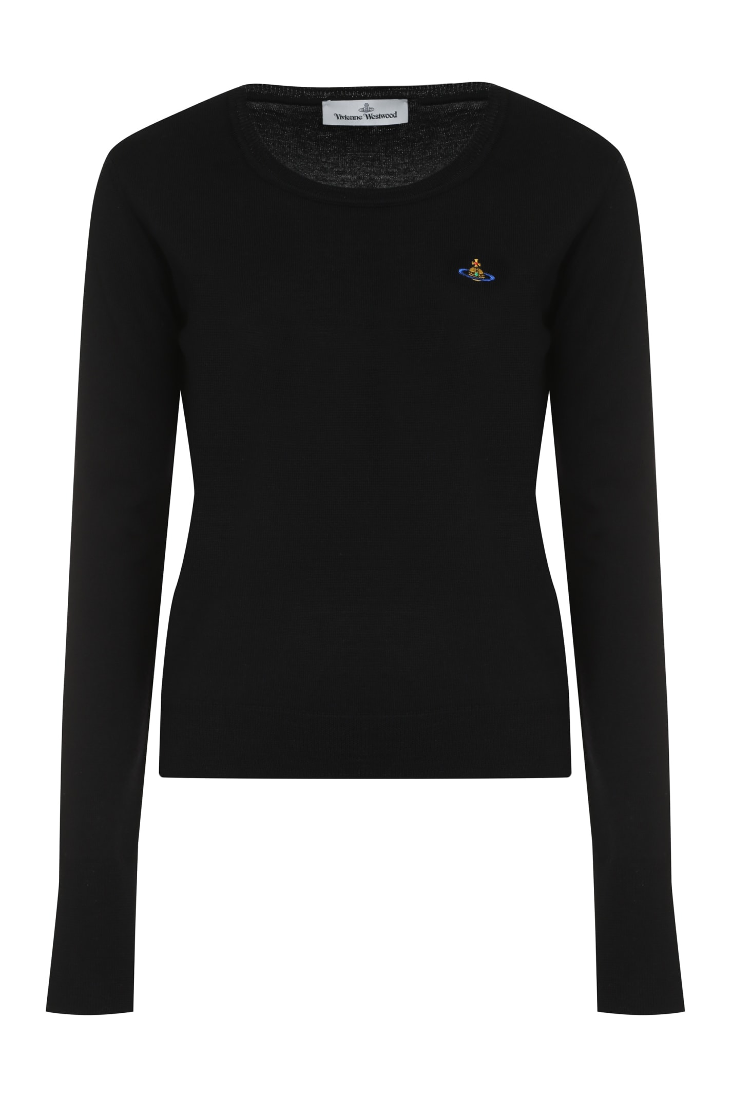 Shop Vivienne Westwood Bea Crew-neck Wool Sweater In Black