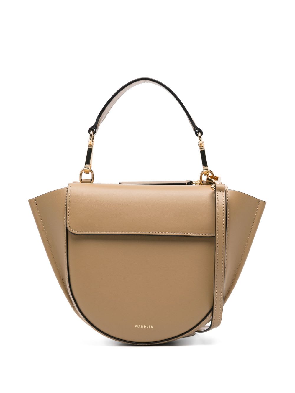 Wandler Structured Vitello Leather Shoulder Bag With Winged Sides In Nude