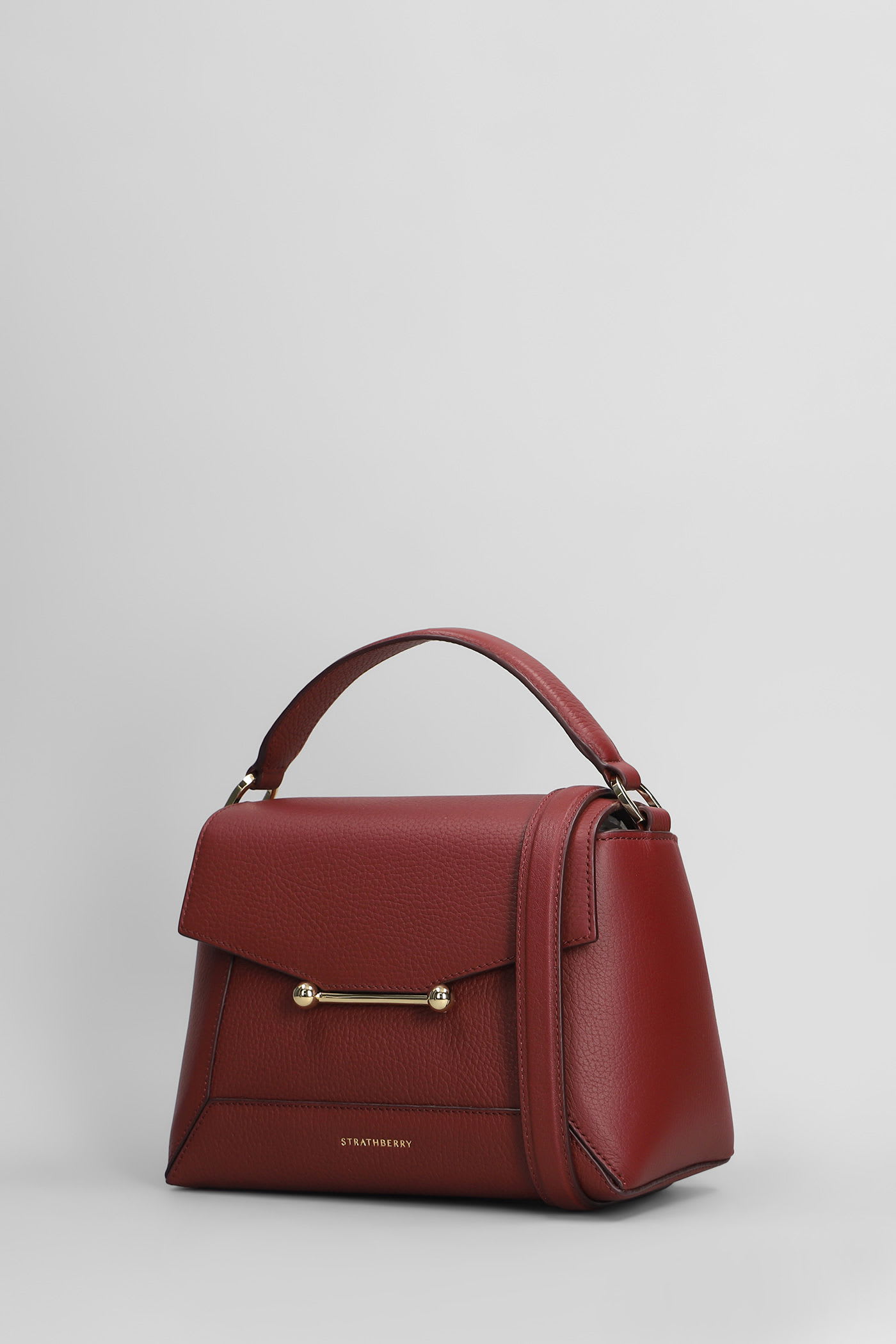 Strathberry Mosaic Shoulder Bag In Bordeaux Leather In Burgundy