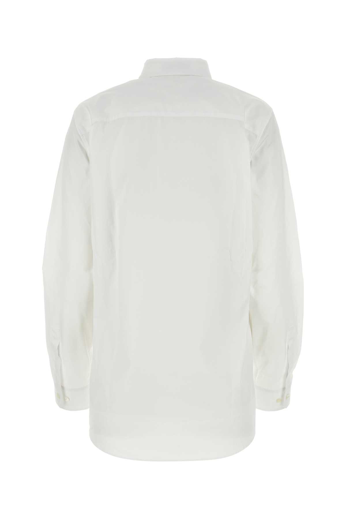 Miu Miu White Poplin Shirt In Bianco