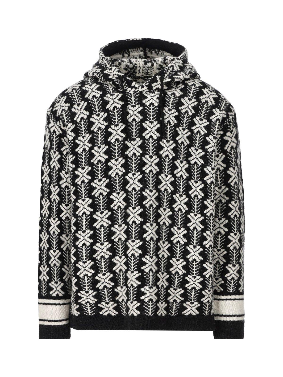 C.p. Company C. P. Company Jacquard Hooded Jumper In Black/white