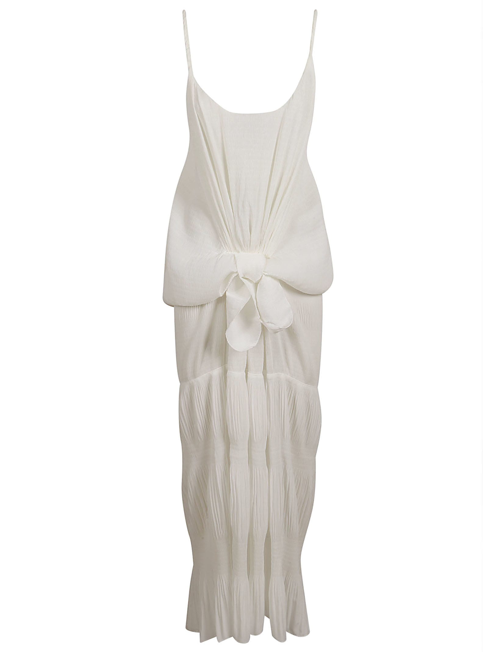 Shop Jw Anderson Knot Front Long Dress In Off-white