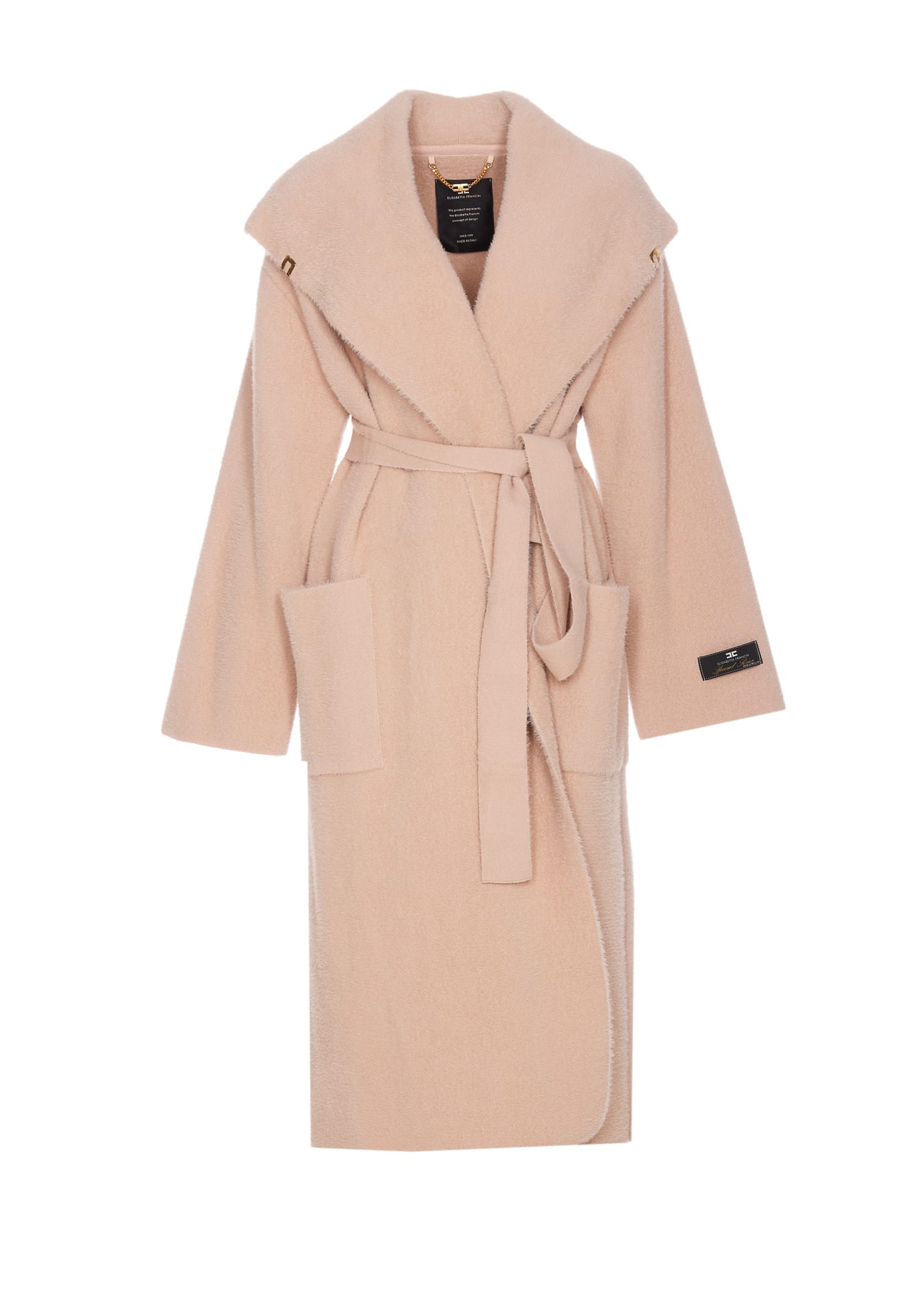 Shop Elisabetta Franchi Tricot Coat In Pink