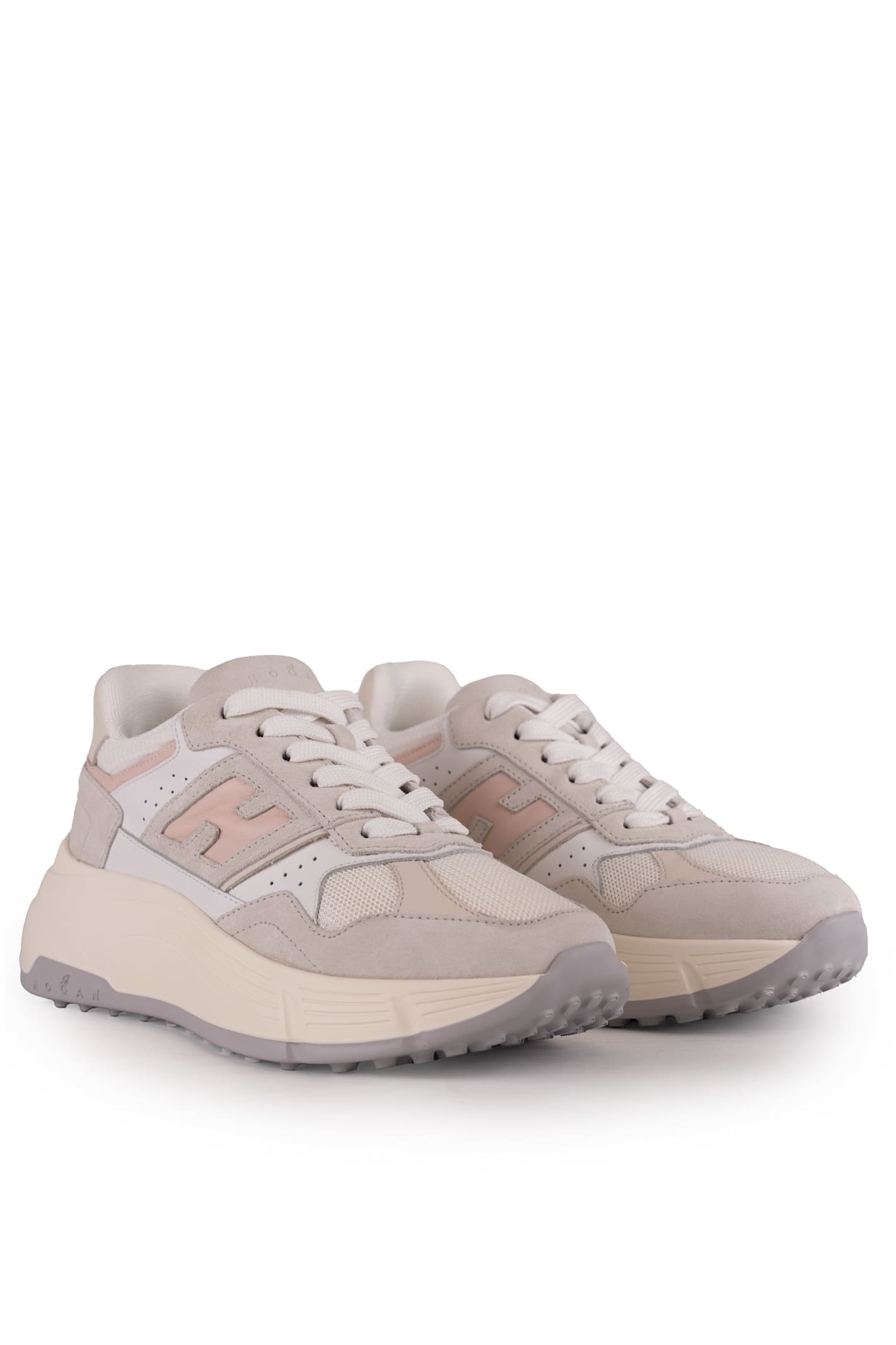 Hogan Hi-fi Sneakers In Suede And Mesh In White