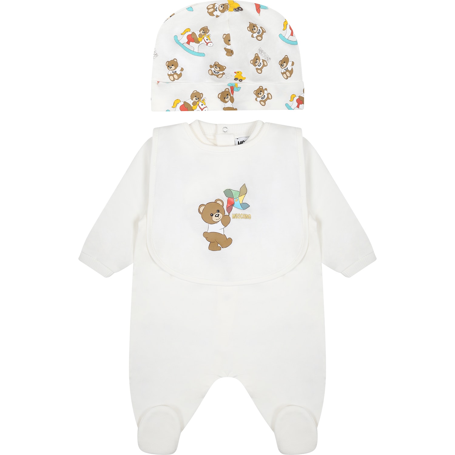 Moschino Ivory Set For Babies With Teddy Bear