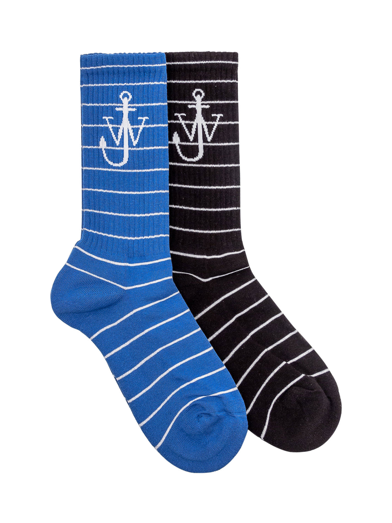 Shop Jw Anderson Jacquard Socks In Blue/black