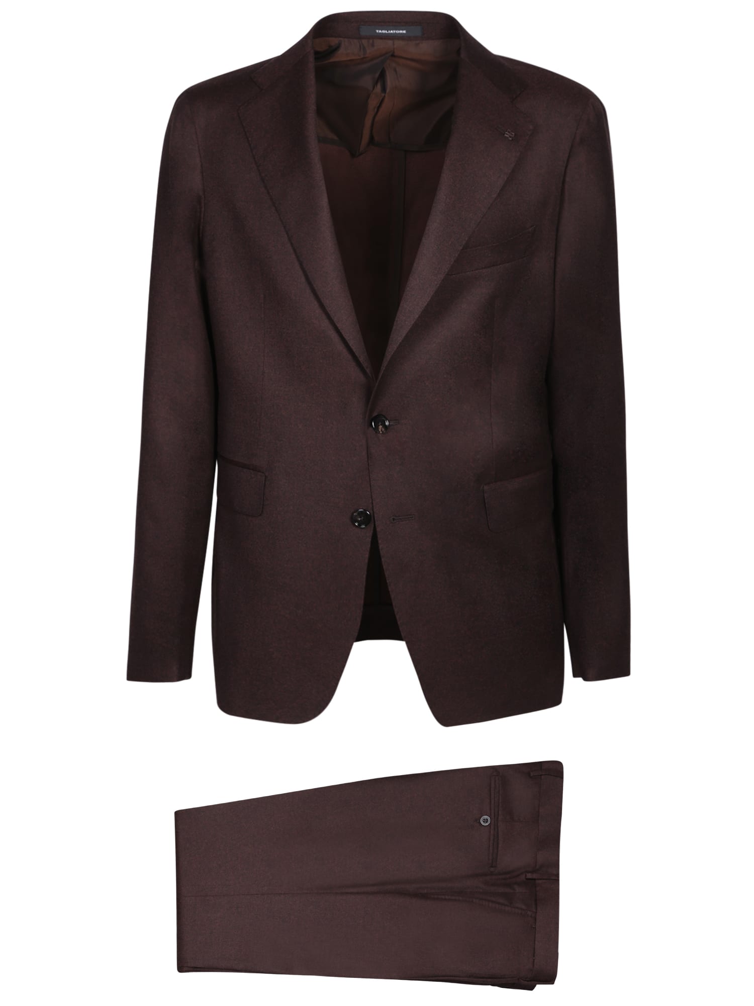 Shop Tagliatore Single-breasted Brown Suit