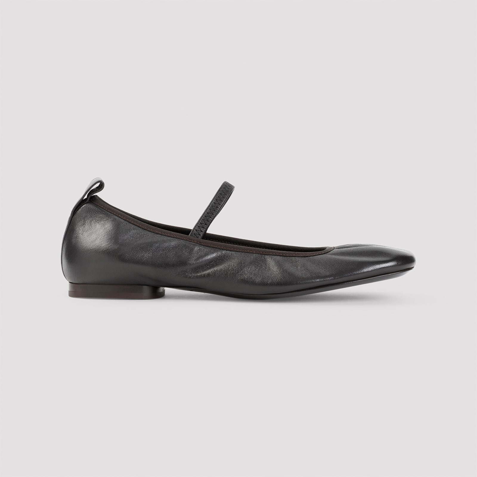 Shop Lemaire Square Flat Ballerinas In Dark Chocolate