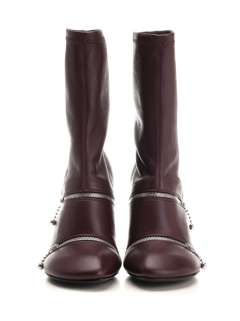 Shop Burberry Peep Ankle Boots In Bordeaux