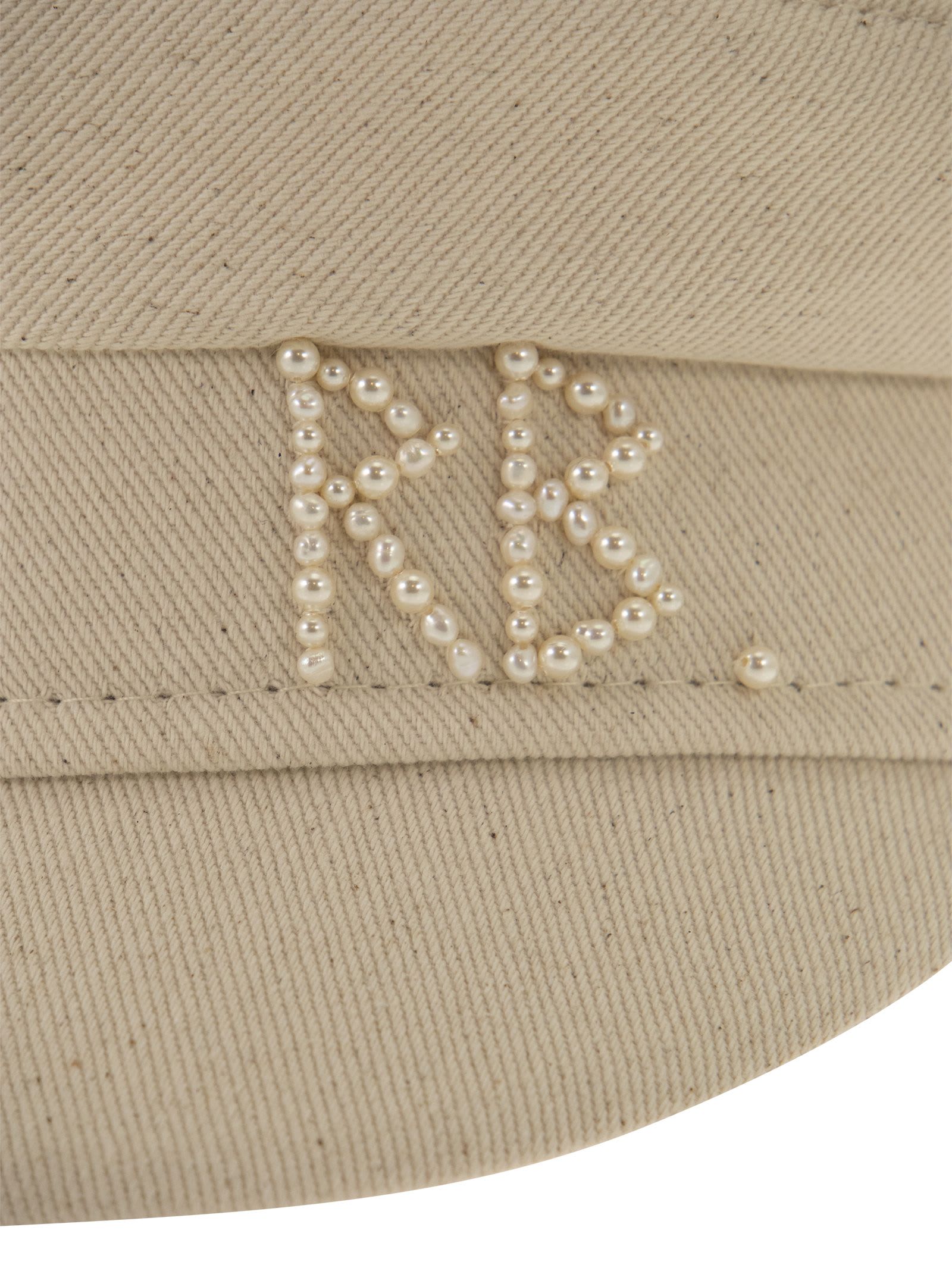 Shop Ruslan Baginskiy Pearls-embellished Baker Boy Cap In Cream