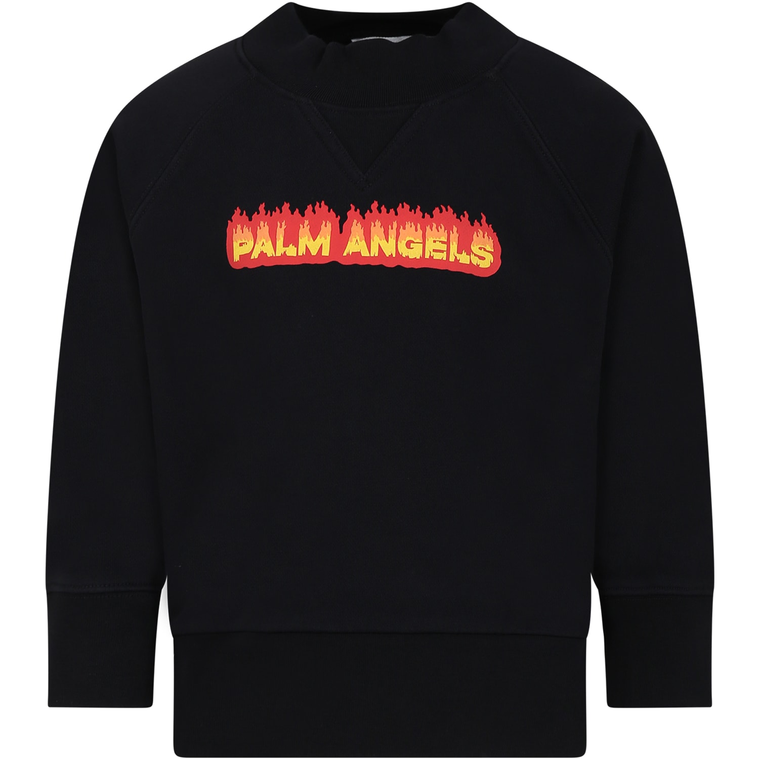 Shop Palm Angels Black Sweatshirt For Boy With Logo And Print