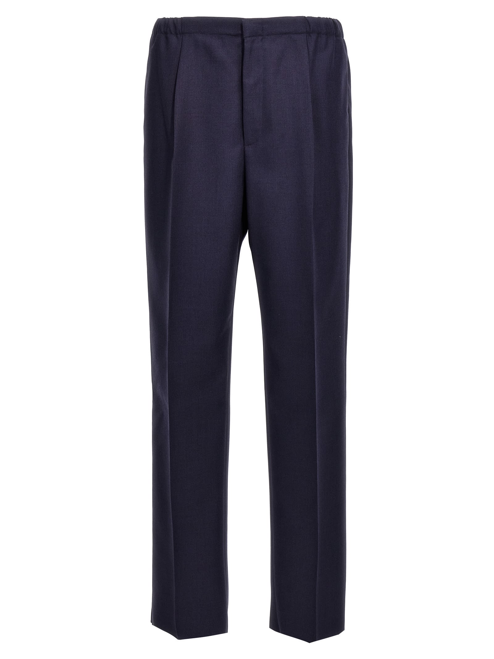 Shop Fendi Wool Trousers In Blue