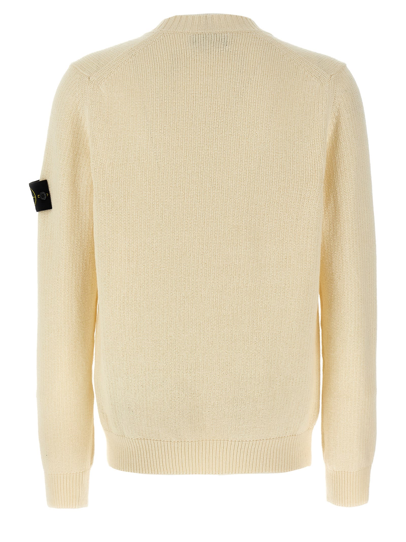 Stone Island Regular-fit Crewneck Sweatshirt With Ribbed Inserts In White