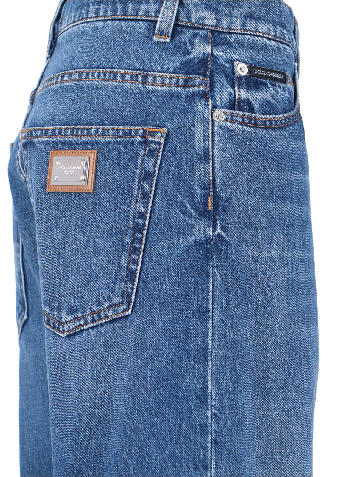 Dolce & Gabbana Wide-leg Trousers With Pockets And Cuffs In Blue