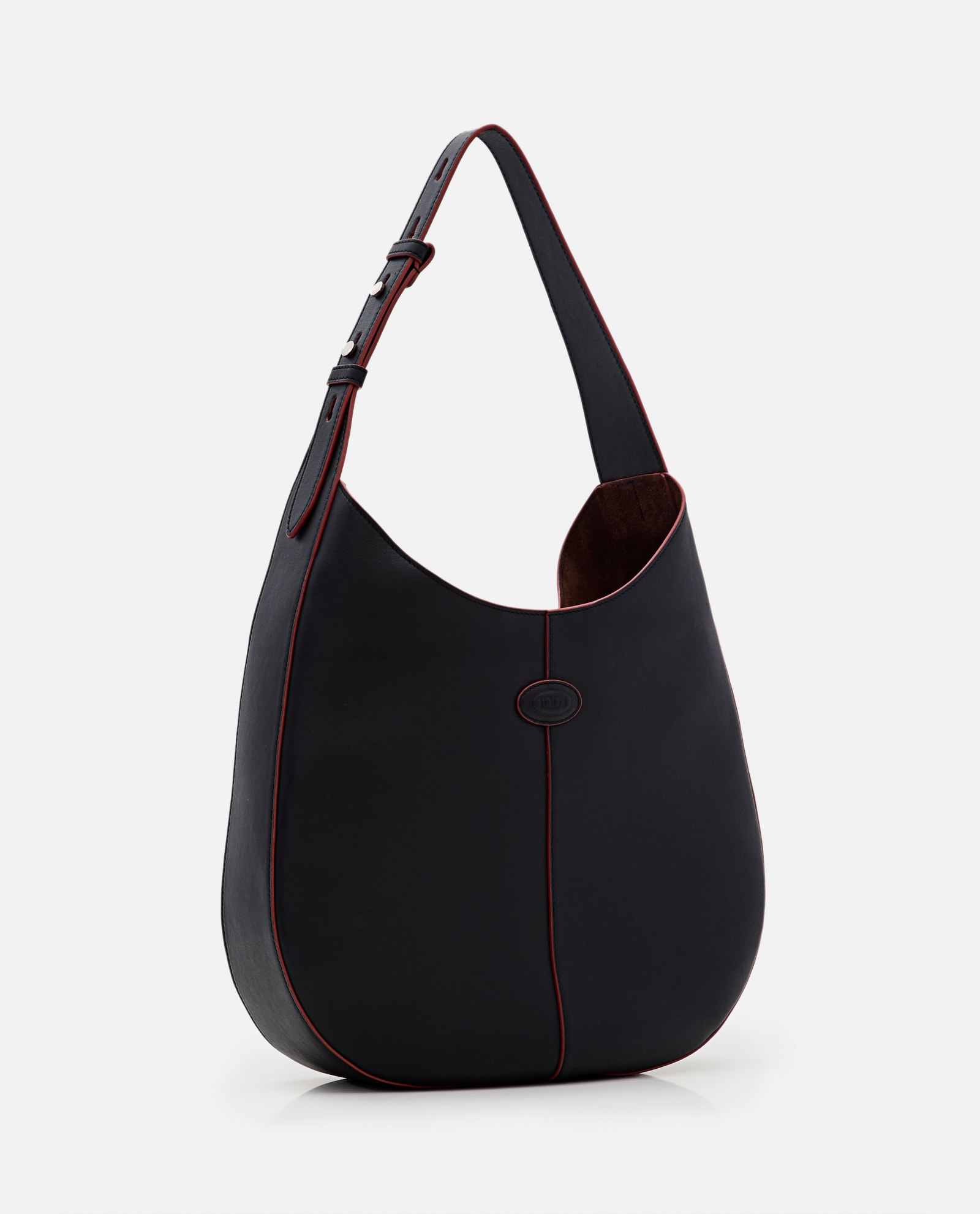 Shop Tod's Small Hobo Leather Shoulder Bag In Black