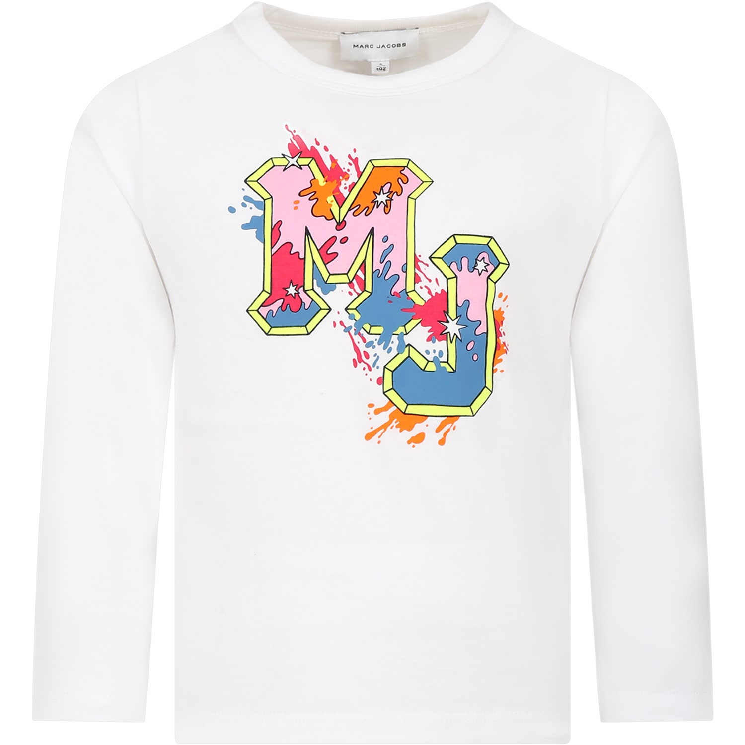 Shop Little Marc Jacobs White T-shirt For Girl With Logo In P Bianco