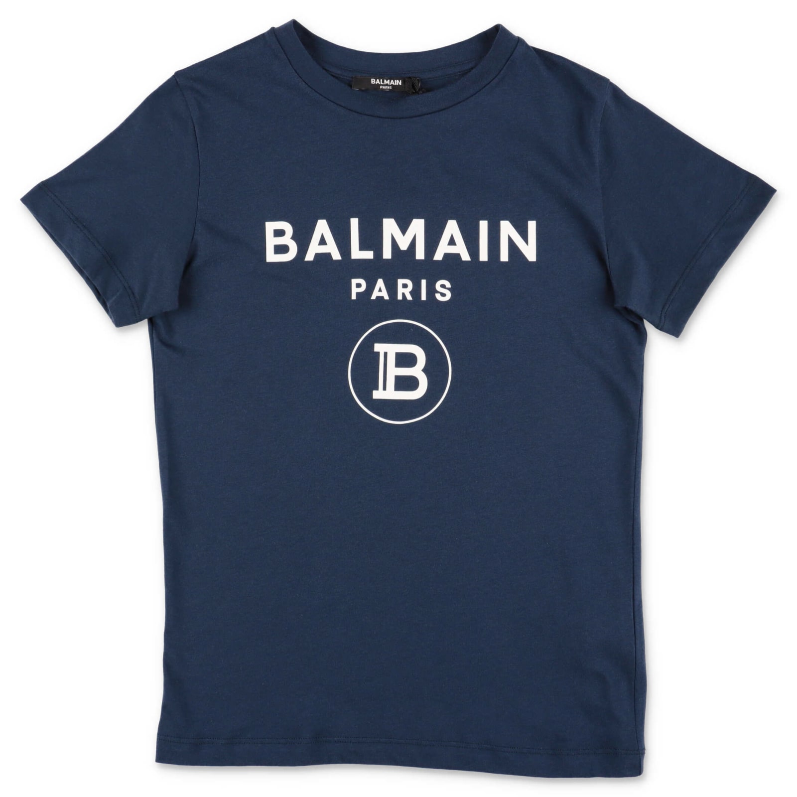 Balmain T-shirt Blu Navy In Jersey Di Cotone