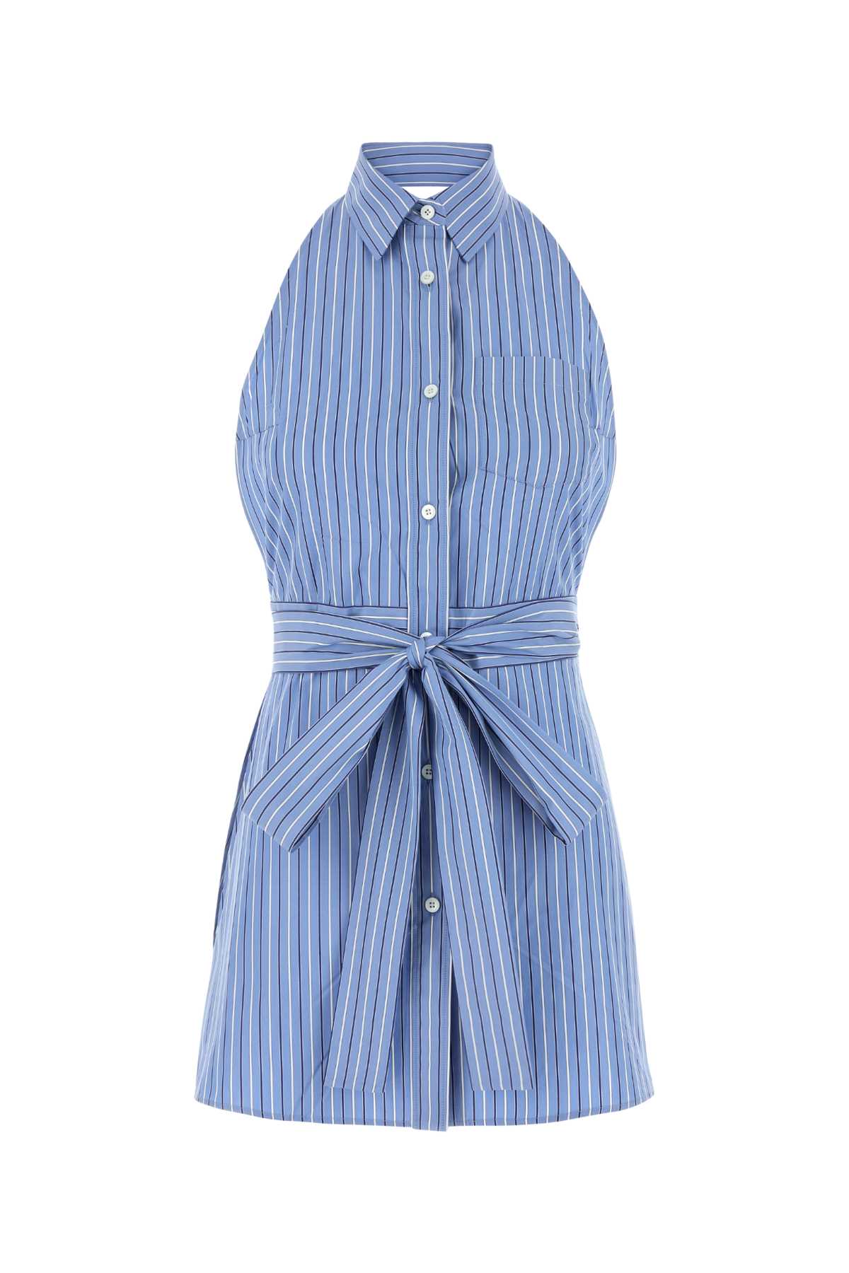 Prada Embroidered Poplin Mini Dress