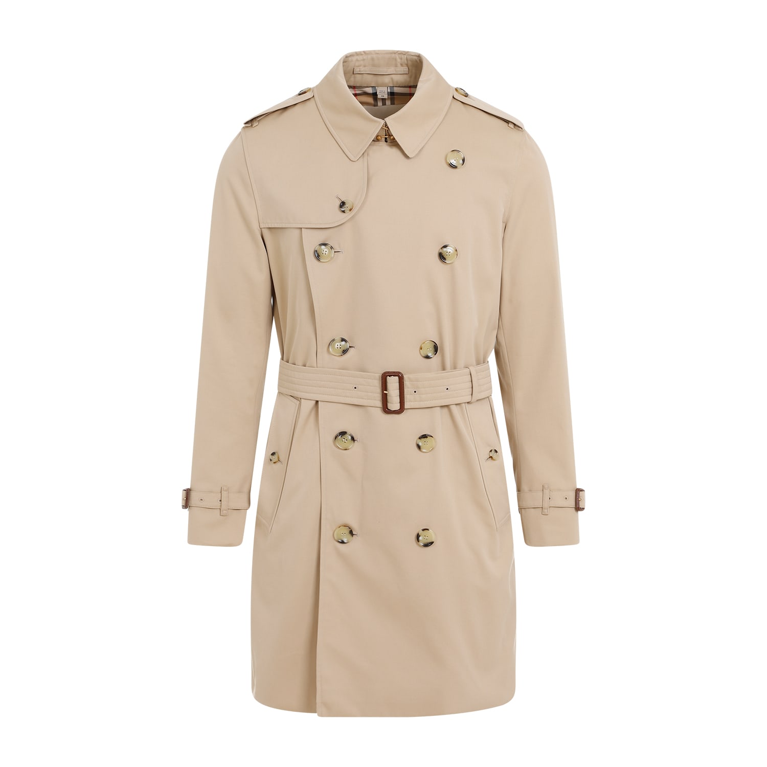 Shop Burberry Cotton Trench In Honey