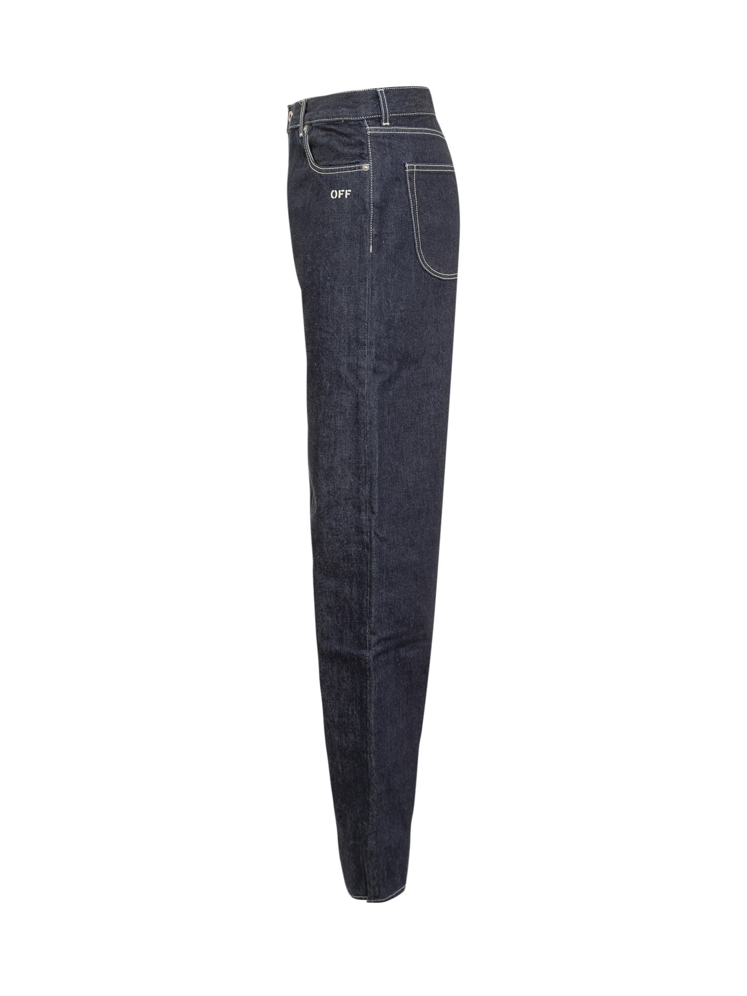 Shop Off-white Loose Jeans In Denim Blue