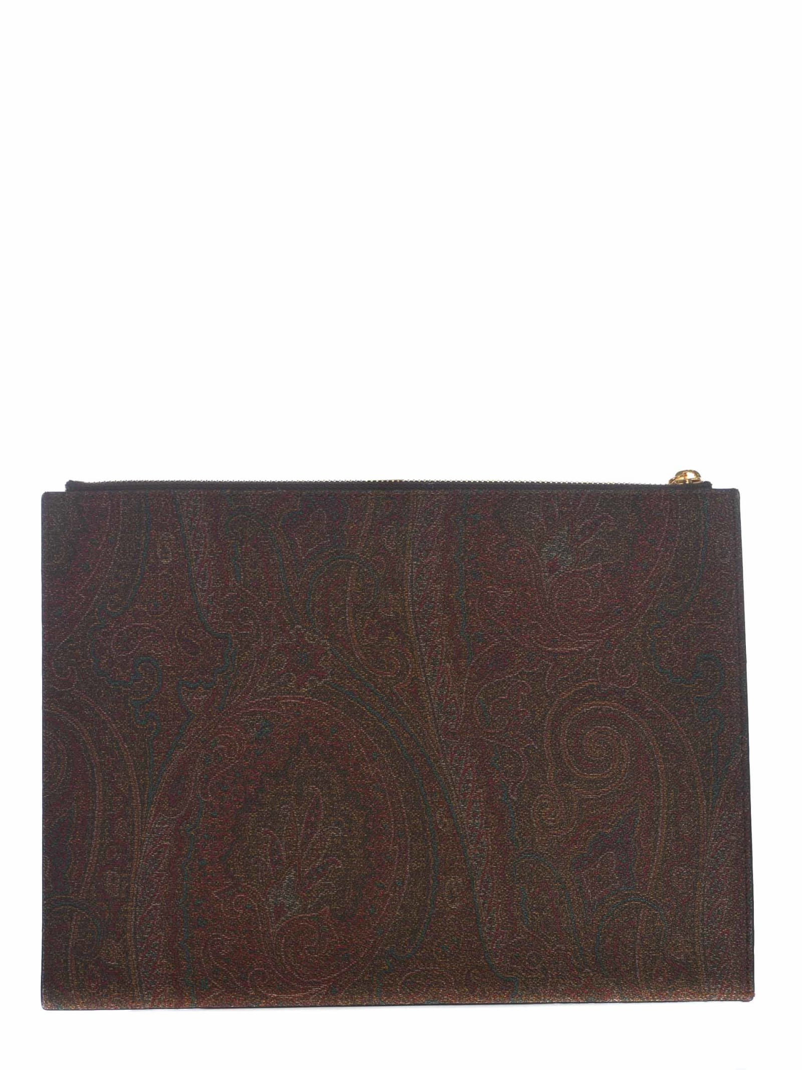 Shop Etro Flat Clutch Bag  Made Of Cotton Canvas In Paisley